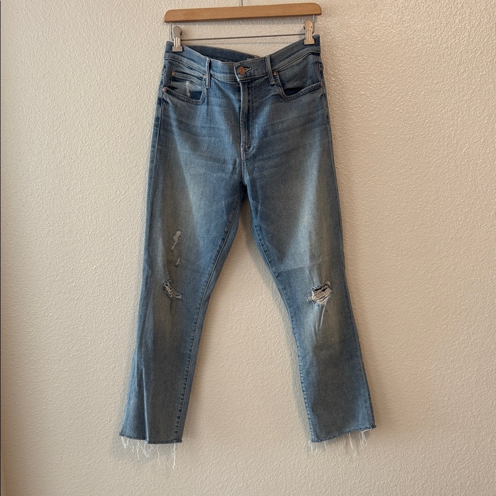 MOTHER “The Rascal” Light Blue Cropped Jeans - Picture 2 of 9